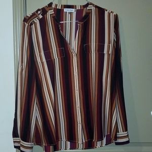 WOMENS CALVIN KLEIN BUTTON UP LONGSLEEVE TOP / SIZE XL ( 12-14)